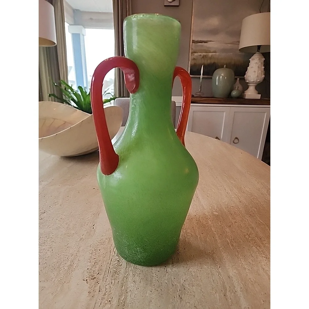 X Vintage Murano Scovo Two Handle Jug Vase